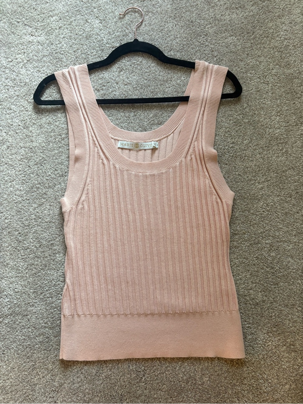 Marie Oliver Lightweight Ribbed Tank in Light Blush